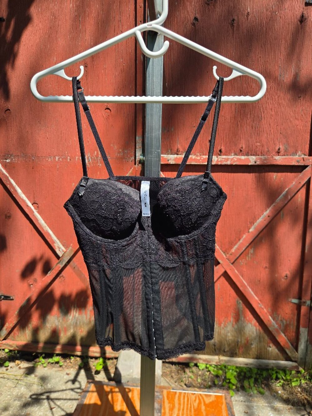 LASENZA Black Sheer Lace Corset size M